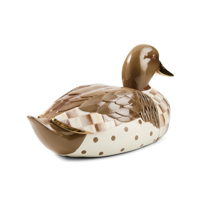 Mocha Check Mallard Duck Figurine image number 3