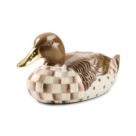 Mocha Check Mallard Duck Figurine