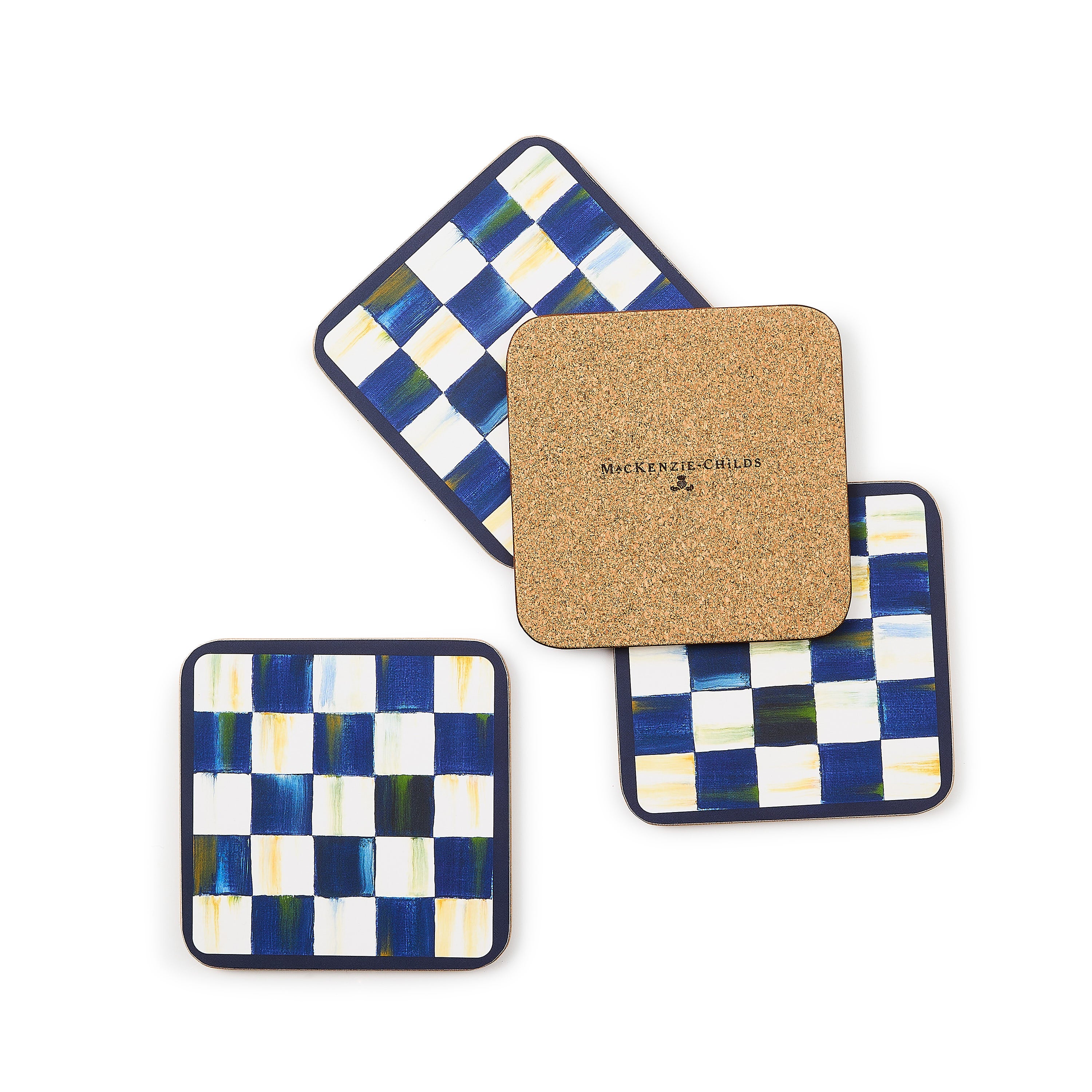 MacKenzie-Childs | Royal Check Cork Back Coasters, Set of 4