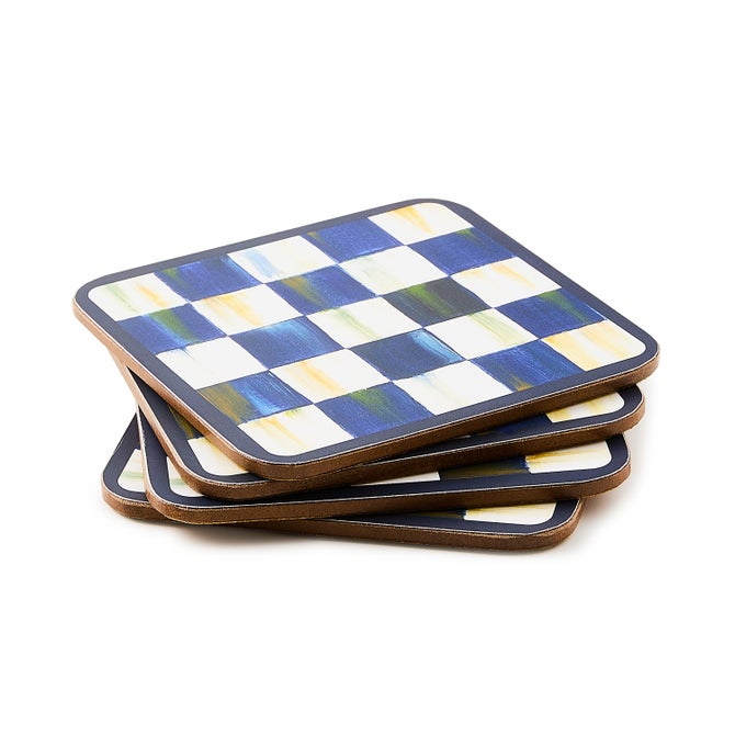 Royal Check Cork Back Coasters, Set of 4 image number 3