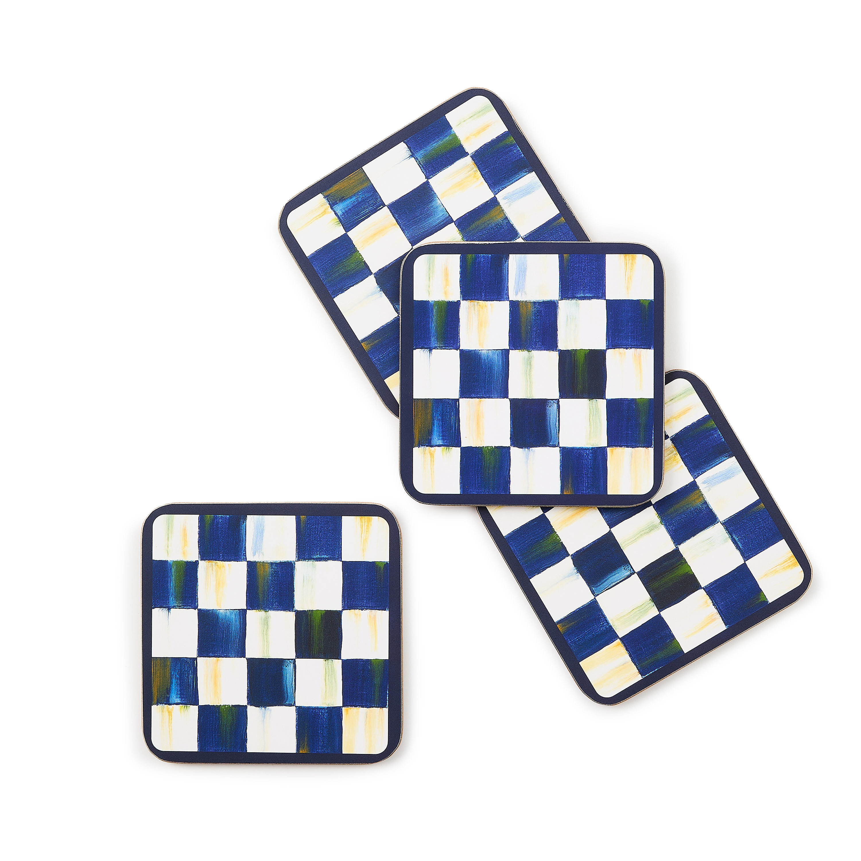 【新品】McKenzie-Childs チェック柄　トレイ MacKenzie-Childs | Royal Check Cork Back Coasters, Set of 4