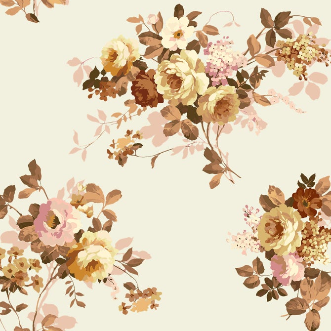 Latte Wild Rose Peel & Stick Wallpaper image number 0
