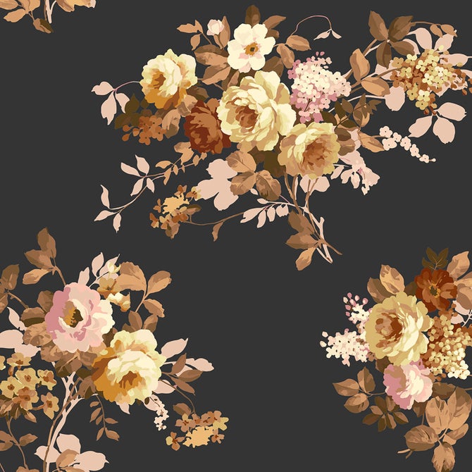 Mocha Wild Rose Peel & Stick Wallpaper image number 0