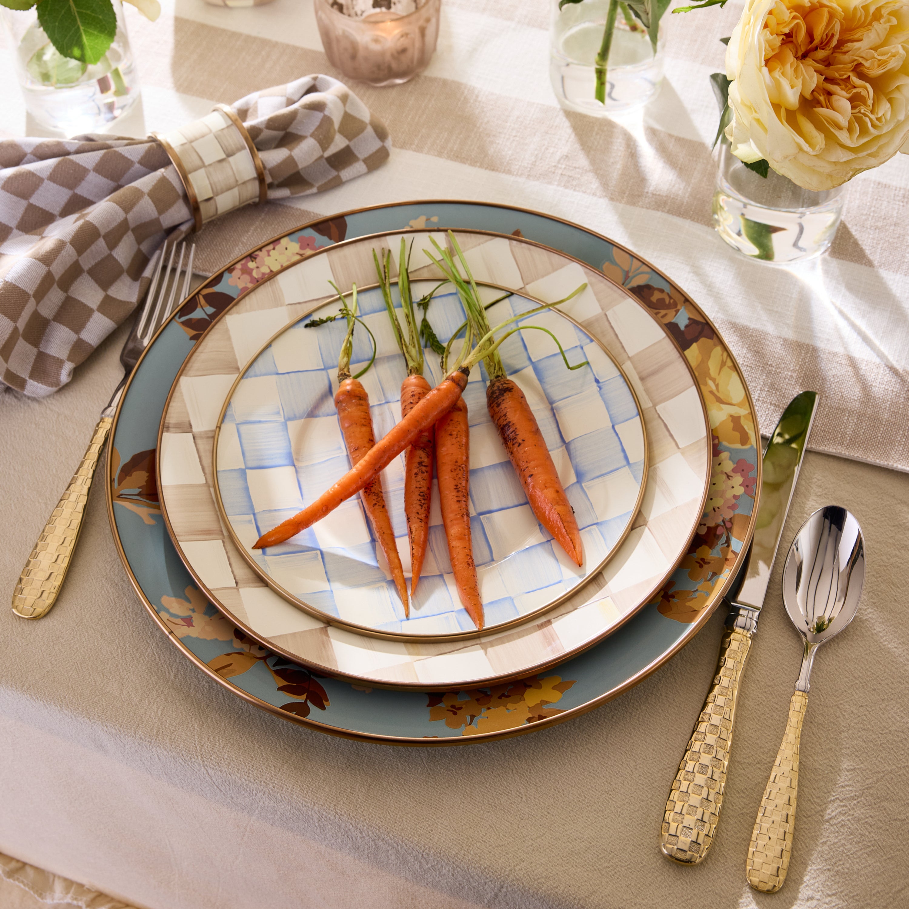MacKenzie-Childs | Gold Check Flatware 5-Piece Place Setting