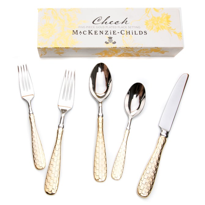 Gold Check Flatware 5-Piece Place Setting image number 11