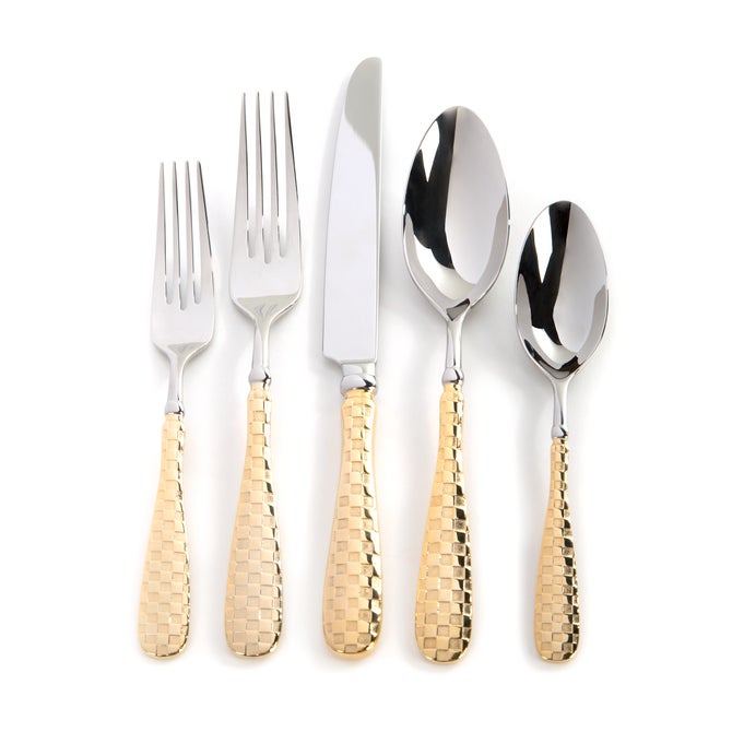 Gold Check Flatware 5-Piece Place Setting image number 0