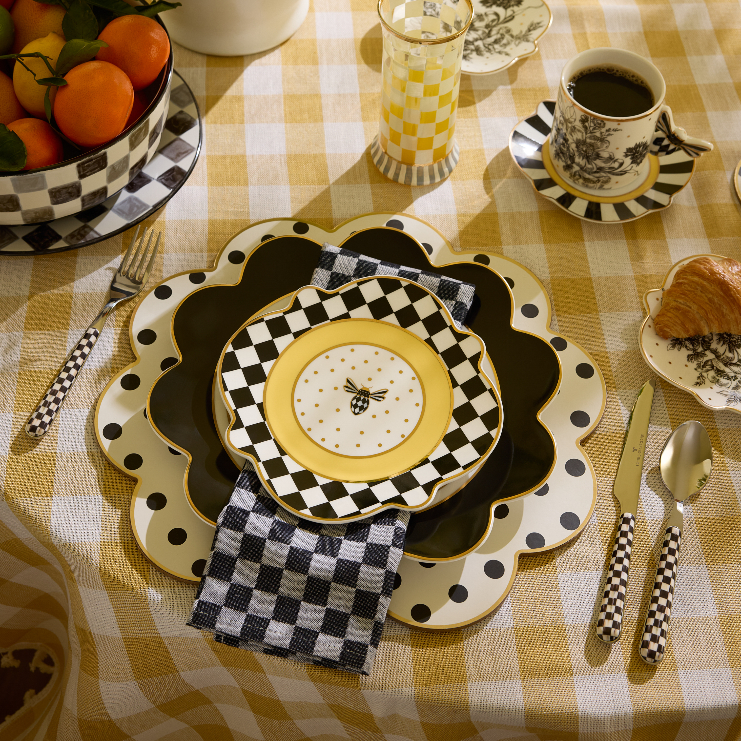 ゆうぎりのお品☆John Chamberlain Choices MacKenzie-Childs | Courtly Check Bistro Flatware 5 Piece Place Setting
