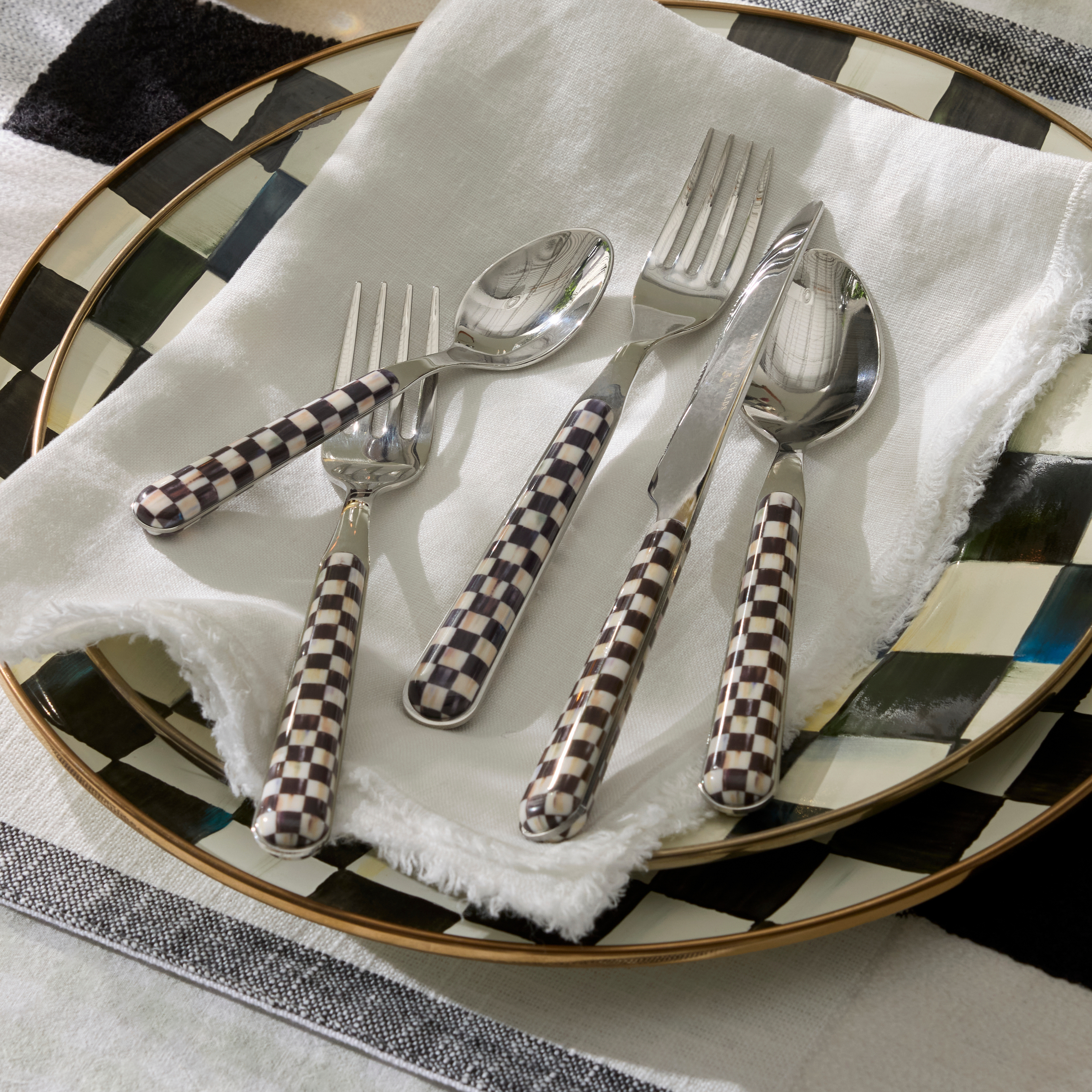 MacKenzie-Childs | Courtly Check Bistro Flatware 5 Piece Place Setting
