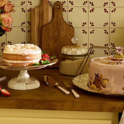 Mocha Check Bistro Cake Serving Set