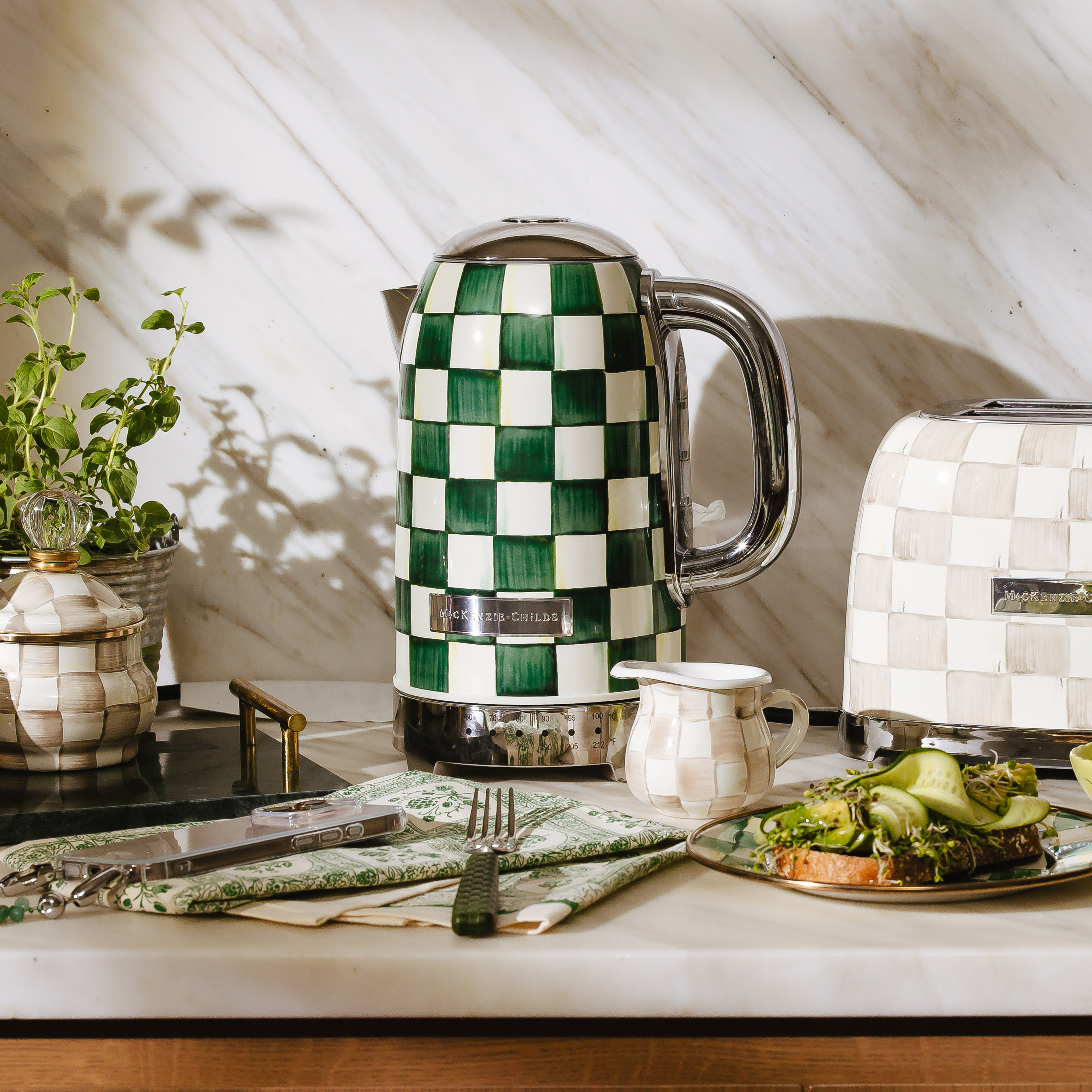MacKenzie-Childs | Emerald Check Electric Kettle