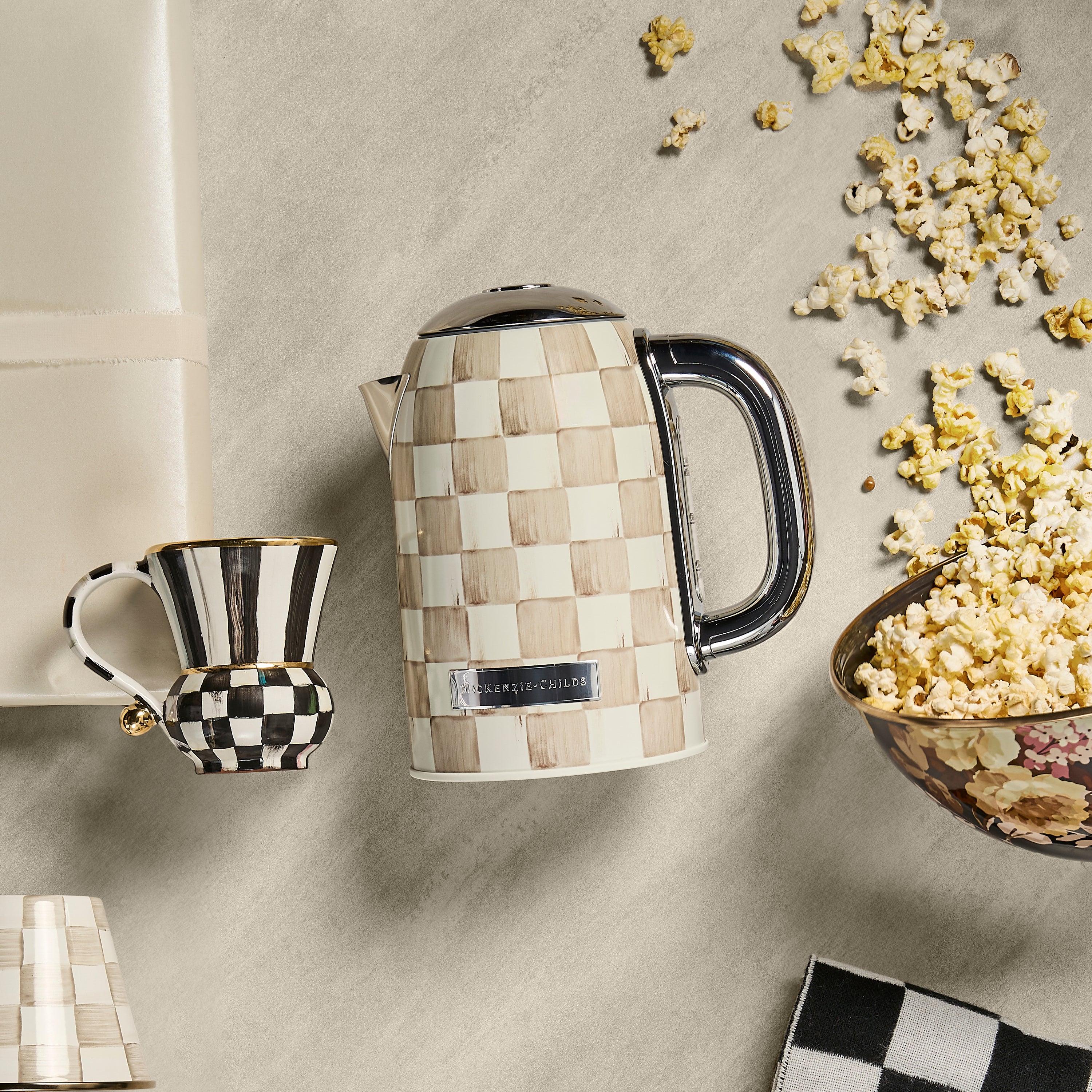 MacKenzie-Childs | Mocha Check Electric Kettle