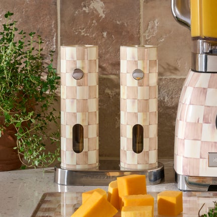 Mocha Check Electric Salt & Pepper Grinder Set