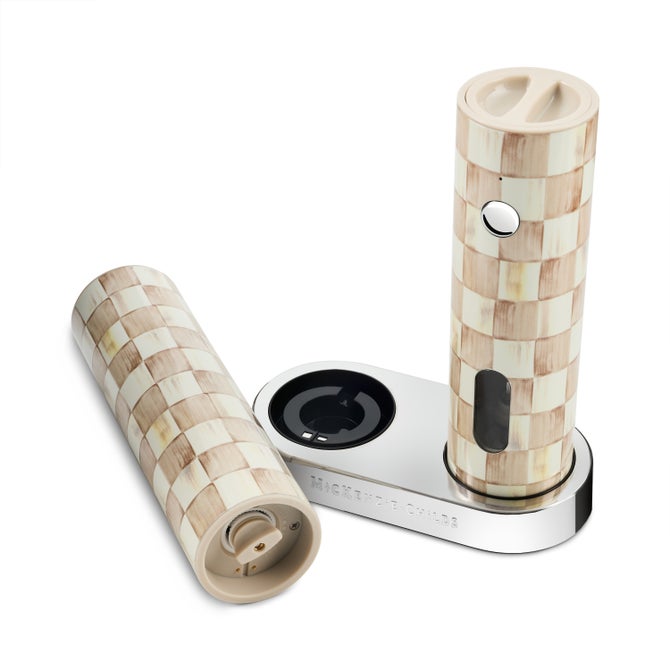 Mocha Check Electric Salt & Pepper Grinder Set image number 3