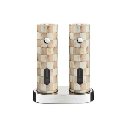 Mocha Check Electric Salt & Pepper Grinder Set
