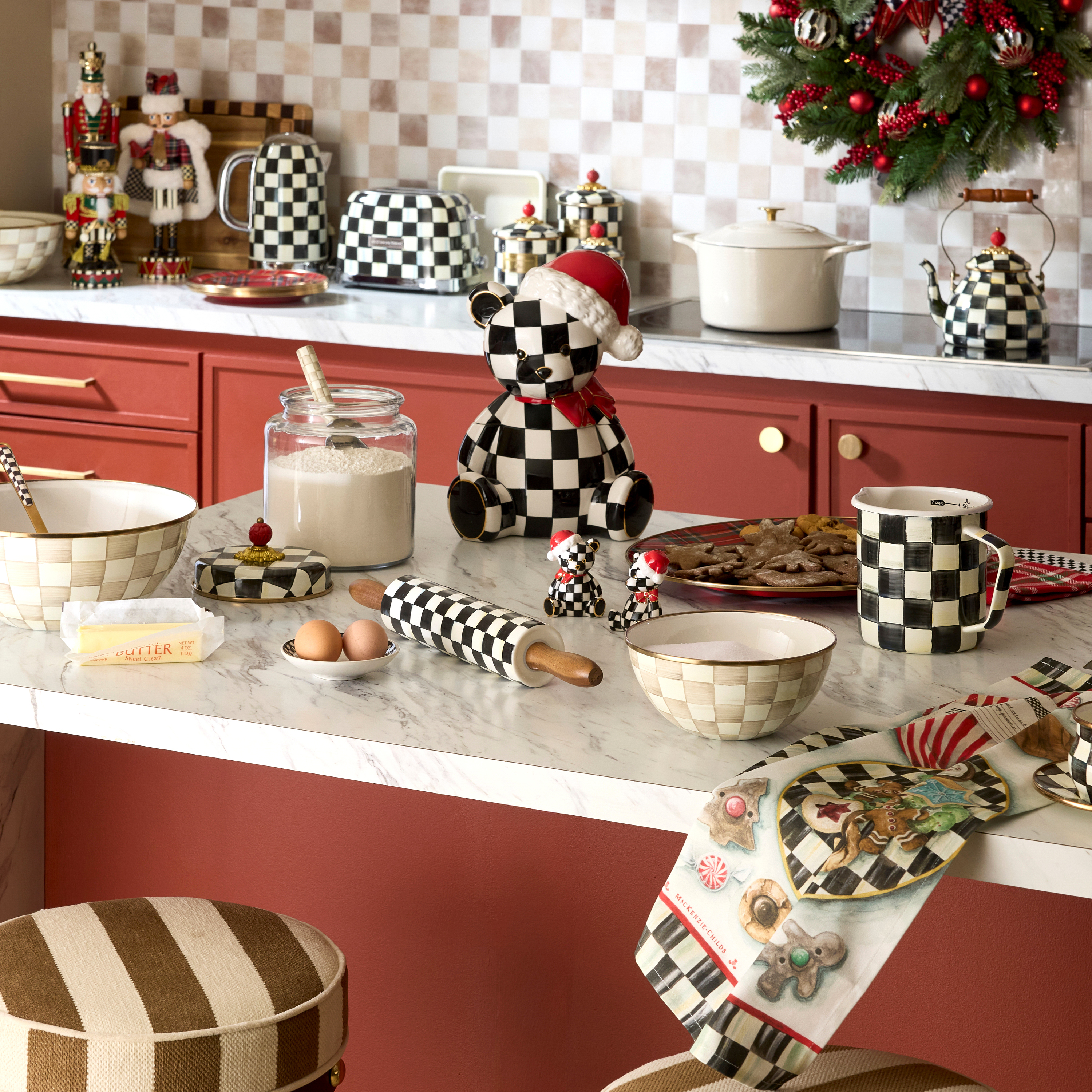 タイムセールMACKENZIE-CHILDS クリスマス限定モデル7点セット Courtly Santa Bear Cookie Jar