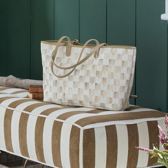 Mocha Check Medium Marche Tote image number 1