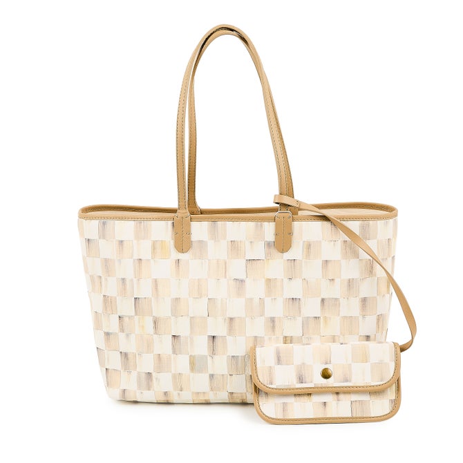 Mocha Check Medium Marche Tote image number 0