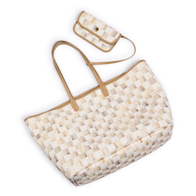 Mocha Check Large Marche Tote image number 1