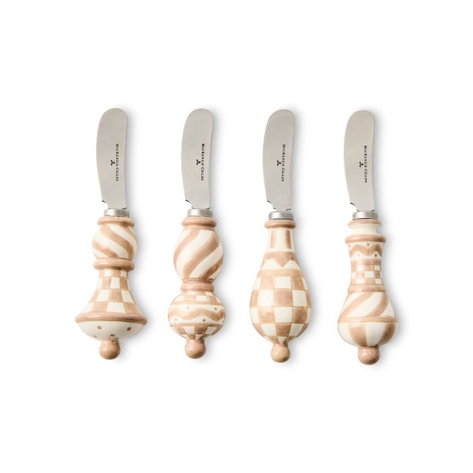 Mocha Check Party Spreaders, Set of 4 image number 0