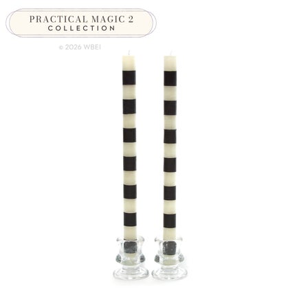 Bands Black Dinner Candles, Set of 2