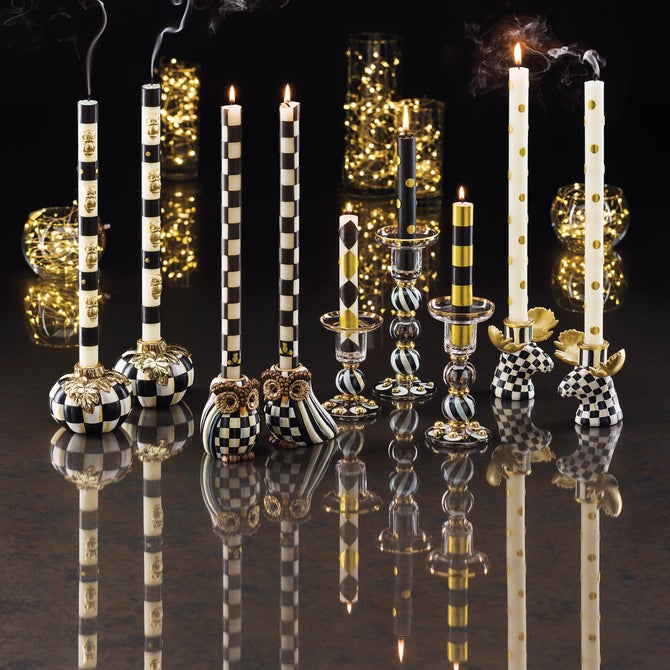 Mini Black & Gold Dinner Candles, Set of 6 image number 1
