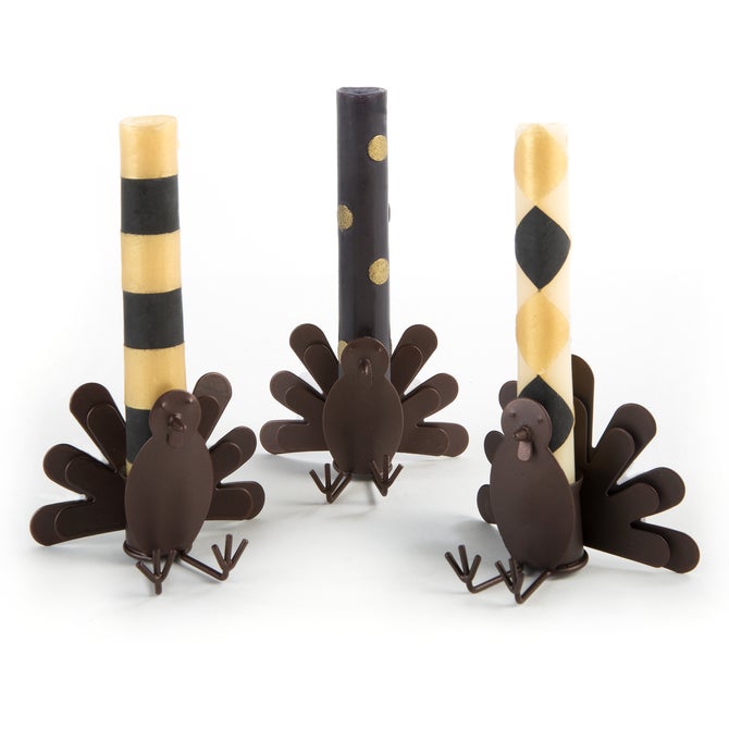 Mini Black & Gold Dinner Candles, Set of 6 image number 3