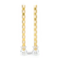 Check Gold & Ivory Dinner Candles, Set of 2