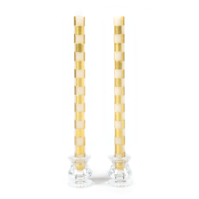 Check Gold & Ivory Dinner Candles, Set of 2 image number 0