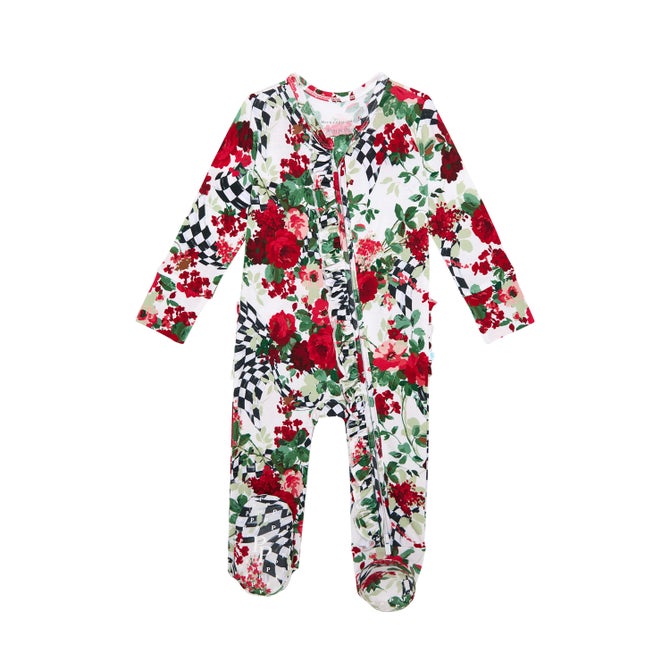 Posh Peanut Wild Rose Check Footie 1-Piece image number 0
