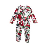 Posh Peanut Wild Rose Check Footie 1-Piece