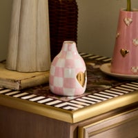 Rosy Check Heart Bud Vase