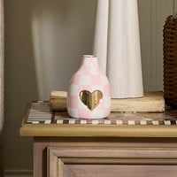 Rosy Check Heart Bud Vase