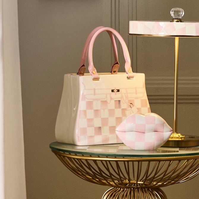Rosy Check Doodles Handbag Vase image number 1