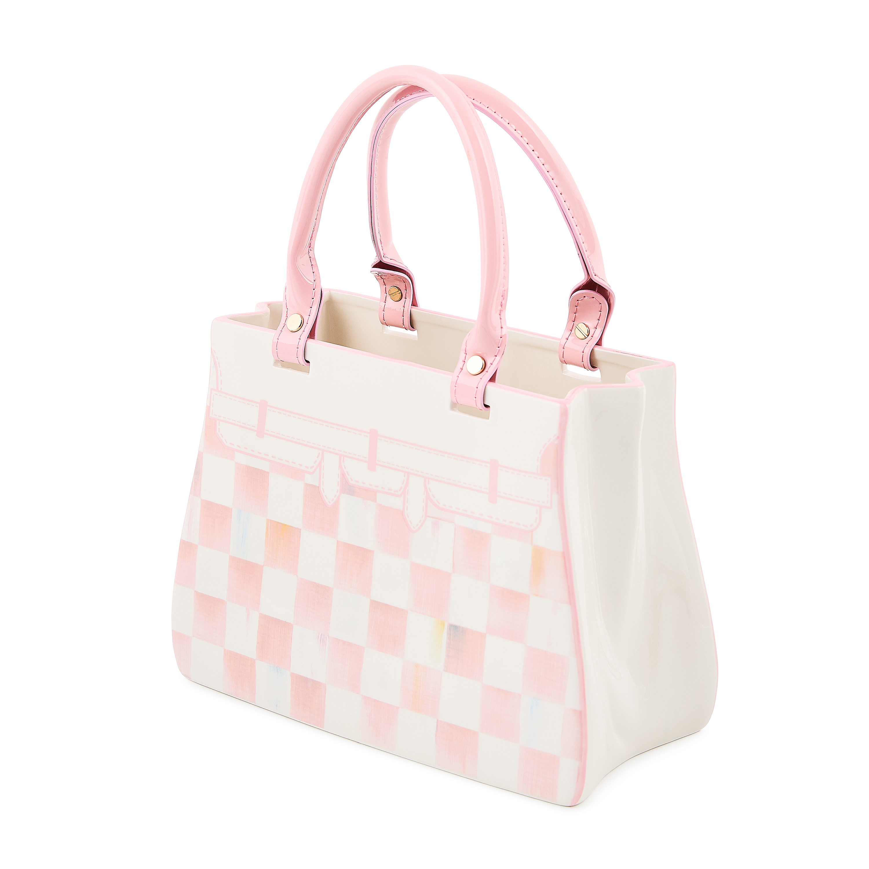 MacKenzie-Childs | Rosy Check Doodles Handbag Vase