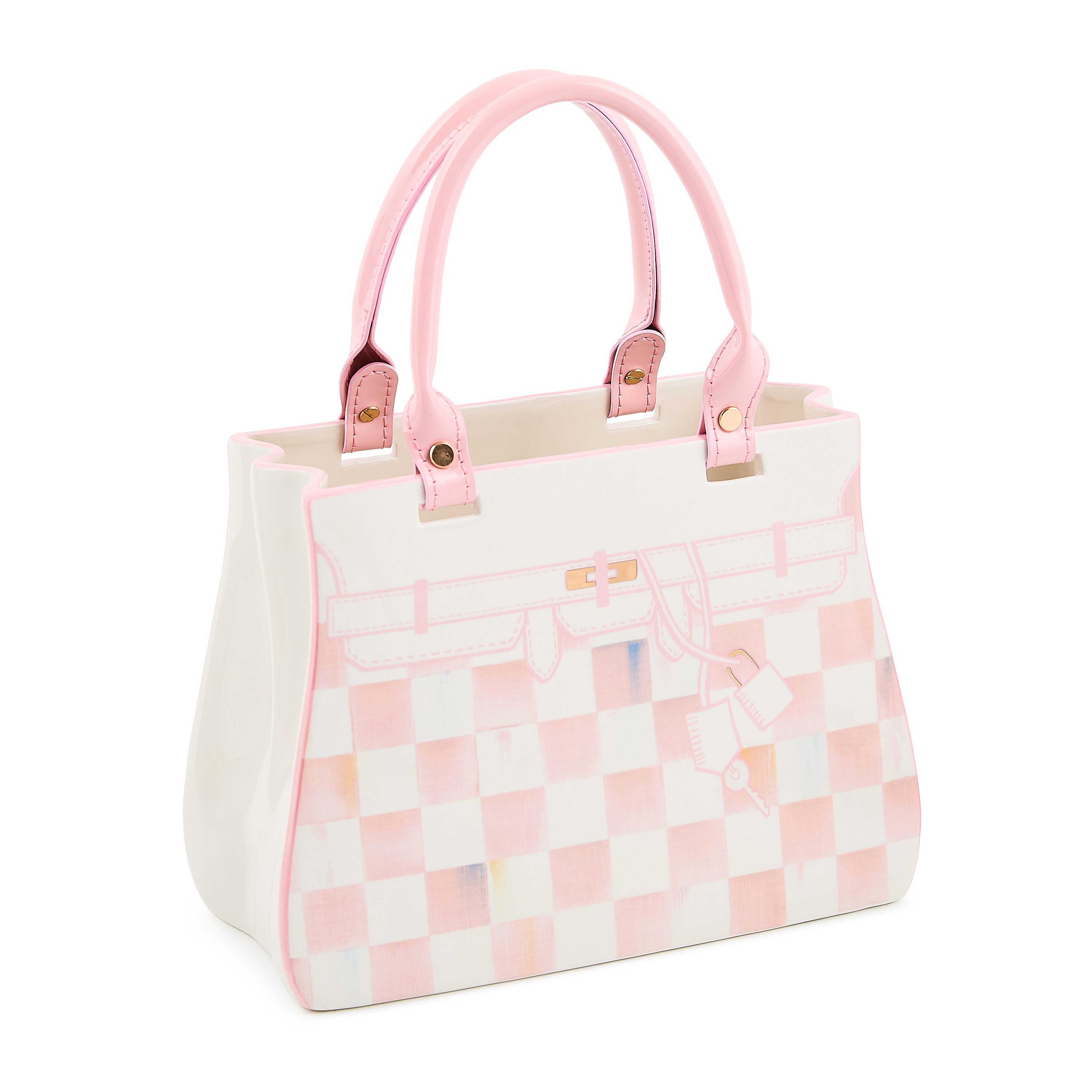 MacKenzie-Childs | Rosy Check Doodles Handbag Vase