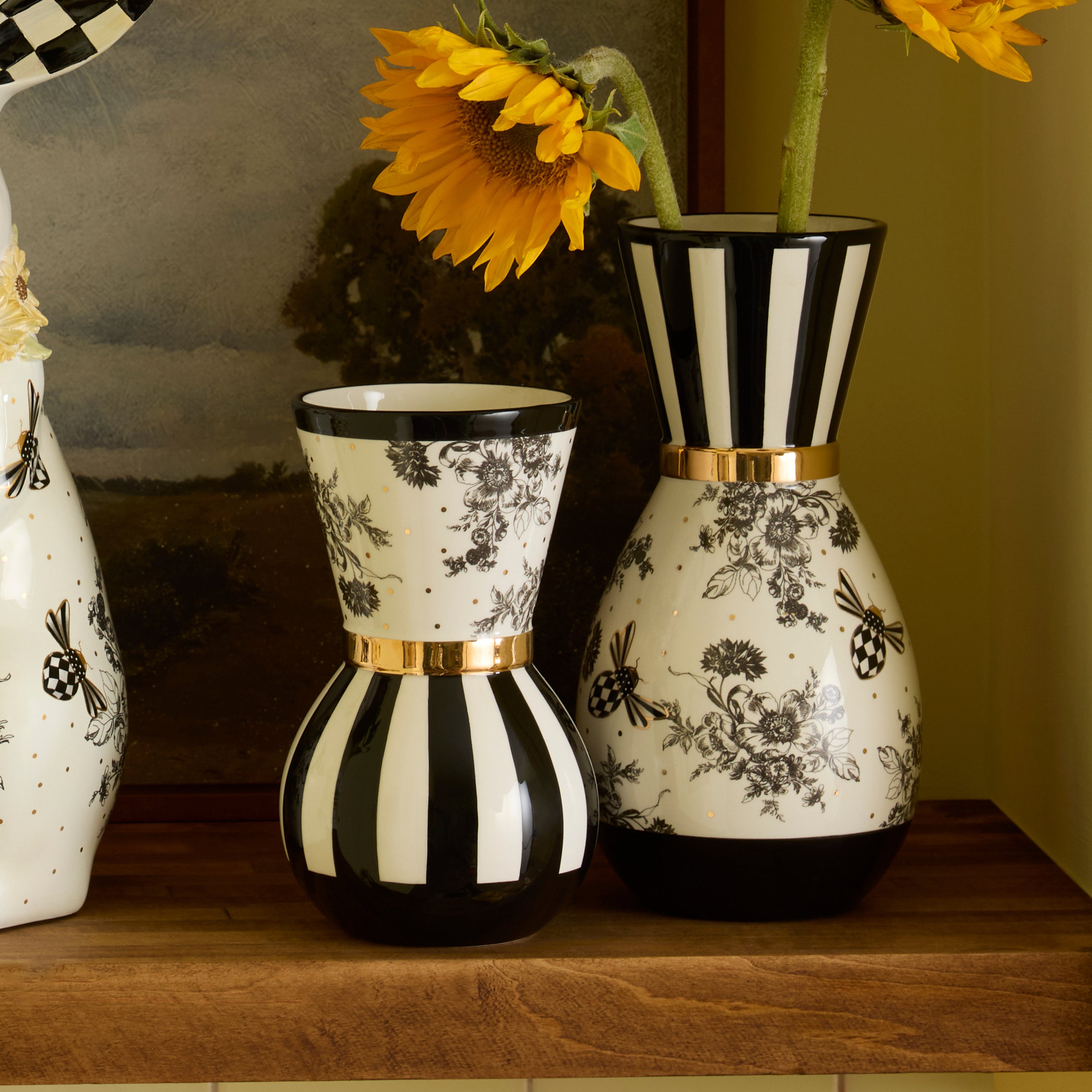 MacKenzie-Childs | Bee Toile Vases, Set of 2