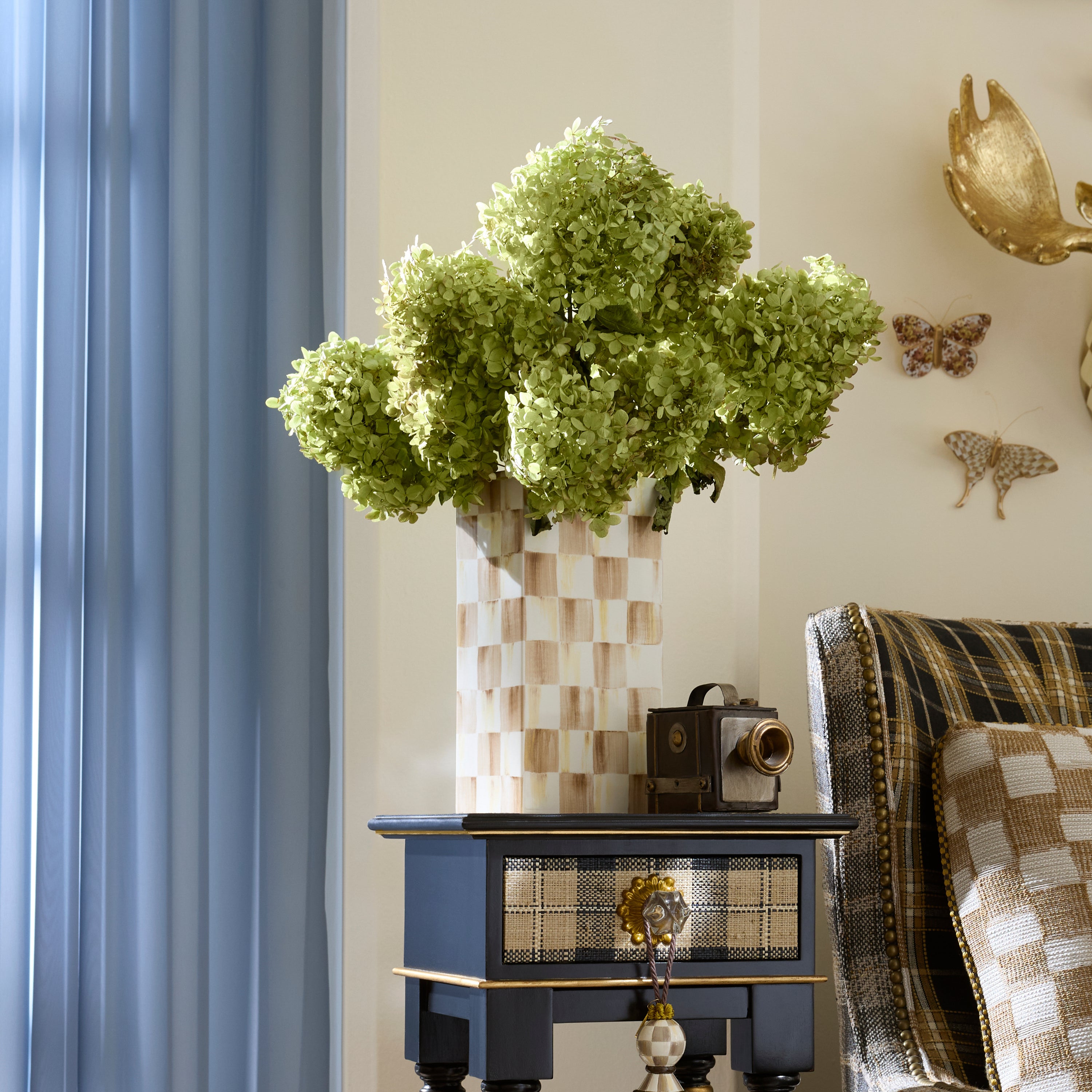 MacKenzie-Childs | Mocha Check Pillar Vase