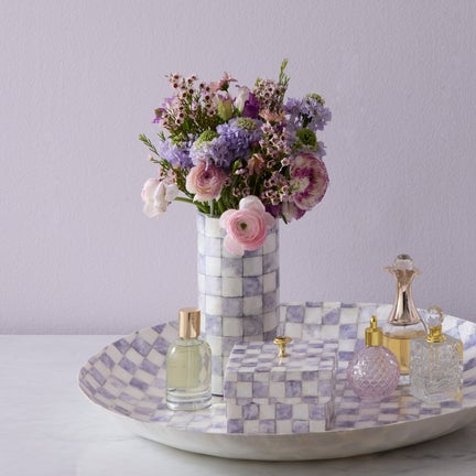 Violet Check Capiz Small Vase