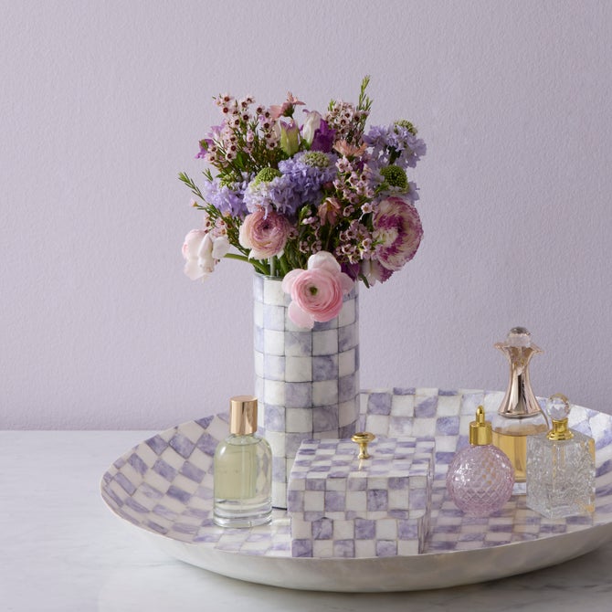 Violet Check Capiz Small Vase image number 1