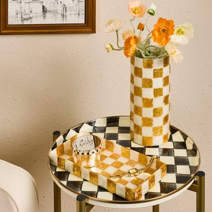 Gold Check Capiz Small Vase