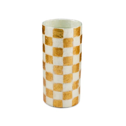 Gold Check Capiz Small Vase