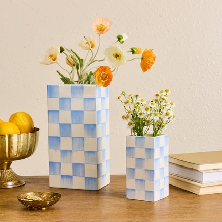 Sky Check Small Pillar Vase
