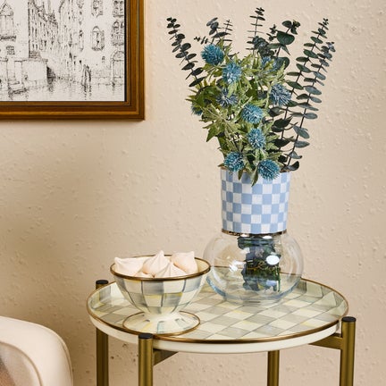 Sky Check Glass Vase
