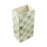 Sage Check Pillar Vase