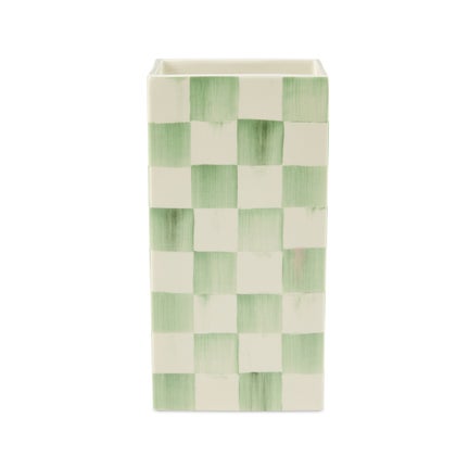 Sage Check Pillar Vase