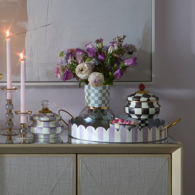 Sterling Check Glass Vase image number 1