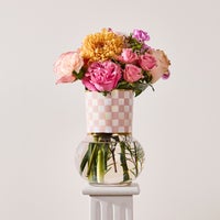 Rosy Check Glass Vase