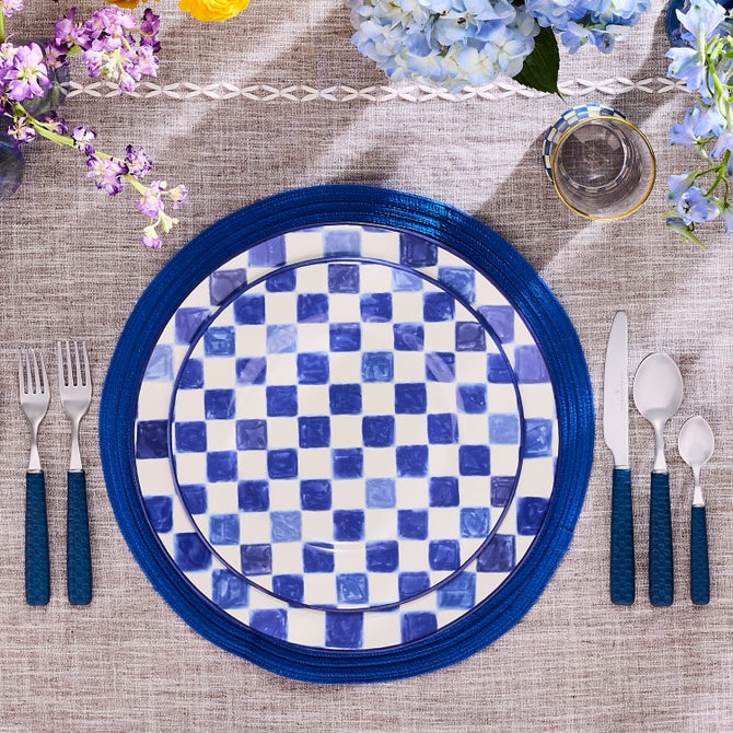 Indigo Check Round Platter image number 3