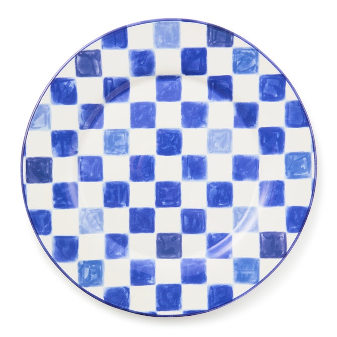 Indigo Check Round Platter image number 0