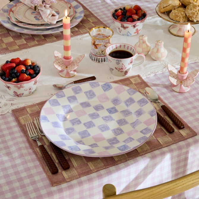 Lilac Check Round Platter image number 1